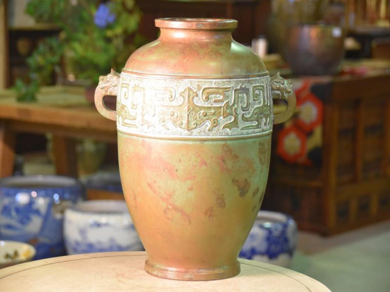 Japanese Seido  (Celadon) Bronze Vase by Hannaya Kankei