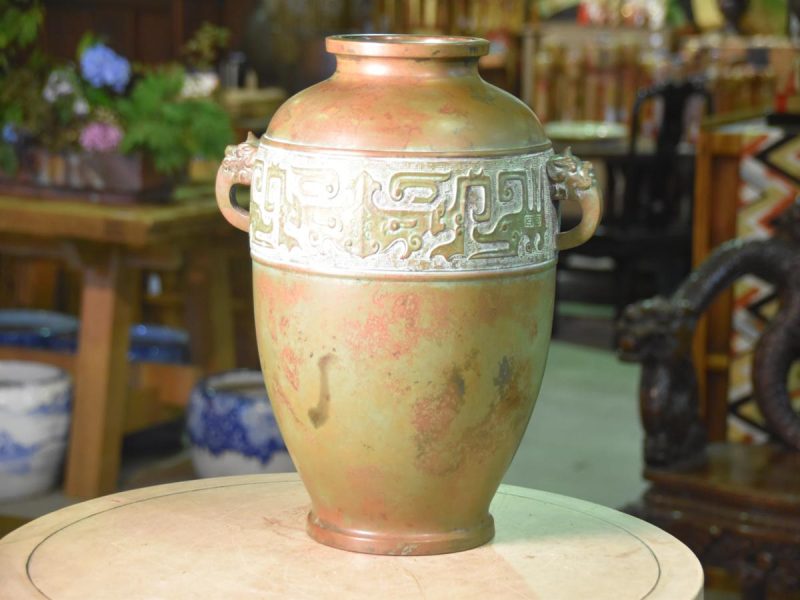 Japanese Seido  (Celadon) Bronze Vase by Hannaya Kankei - Image 11