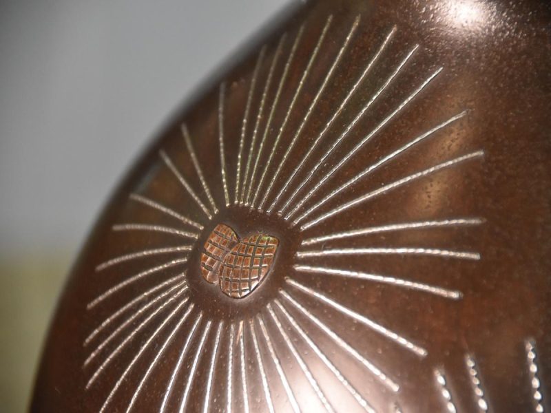 Japanese 1950's Silver Inlay Bronze Vase - Image 14