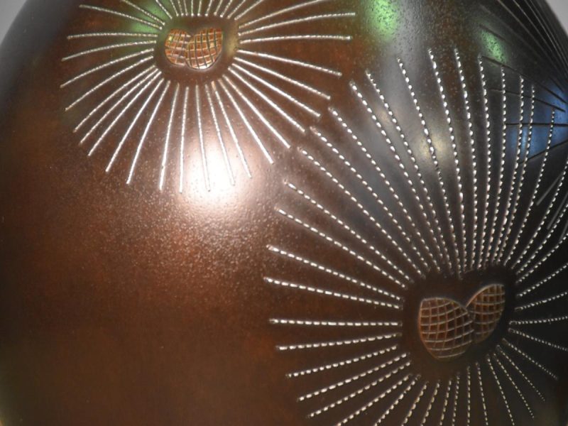 Japanese 1950's Silver Inlay Bronze Vase - Image 13