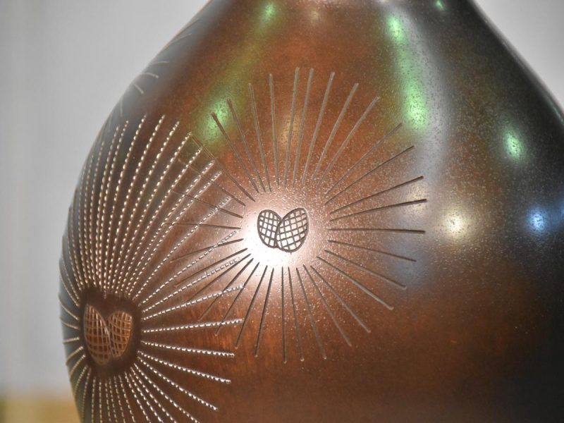 Japanese 1950's Silver Inlay Bronze Vase - Image 12