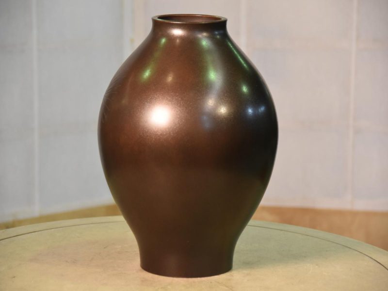 Japanese 1950's Silver Inlay Bronze Vase - Image 11
