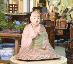 Japanese Antique Paper Mache Seated Priest (KoboDaishi)