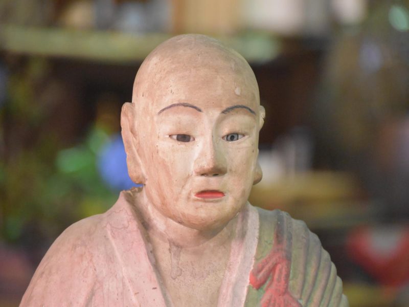 Japanese Antique Paper Mache Seated Priest (KoboDaishi) - Image 2