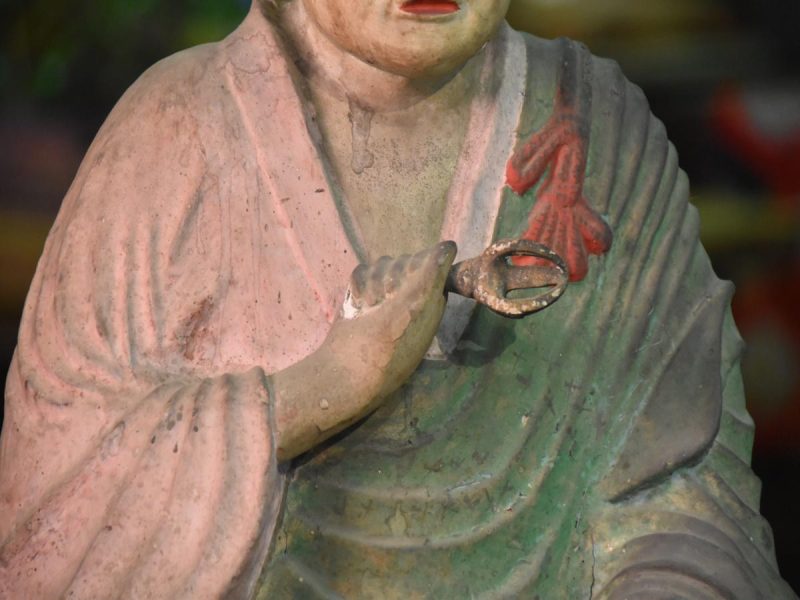 Japanese Antique Paper Mache Seated Priest (KoboDaishi) - Image 11