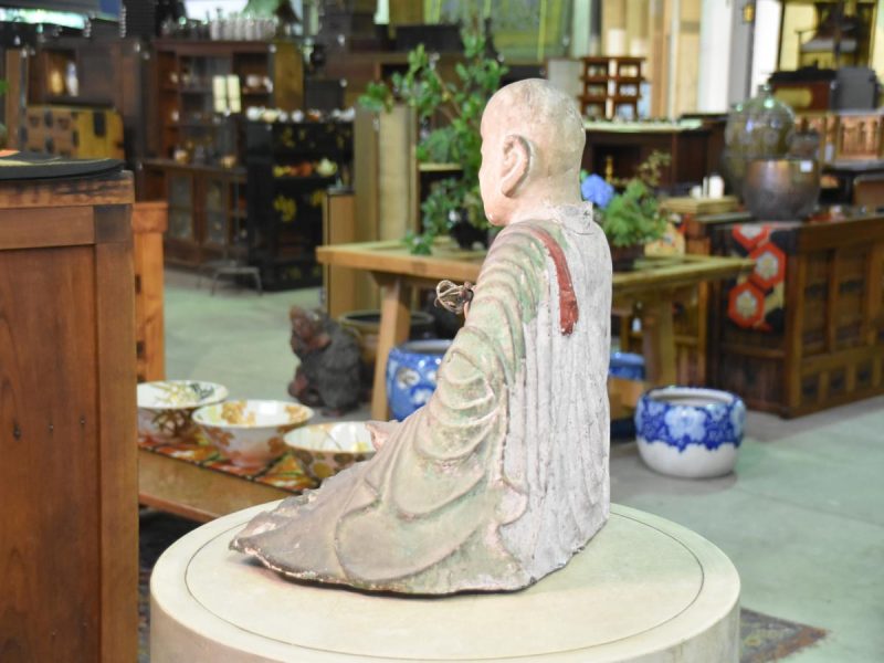 Japanese Antique Paper Mache Seated Priest (KoboDaishi) - Image 6