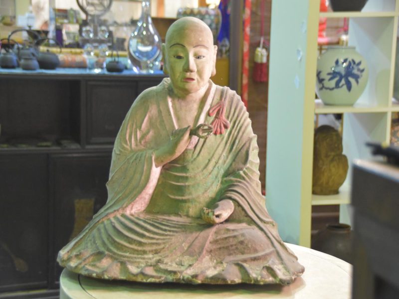 Japanese Antique Paper Mache Seated Priest (KoboDaishi) - Image 12
