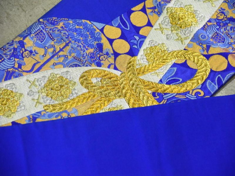 Japanese Royal Blue Obi Sash - Image 3