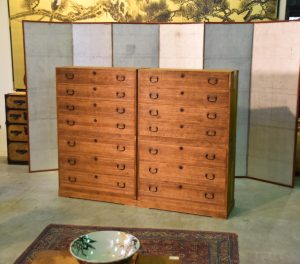 A Rare Pair of Japanese Vintage Clothing Chests (6 Sections)