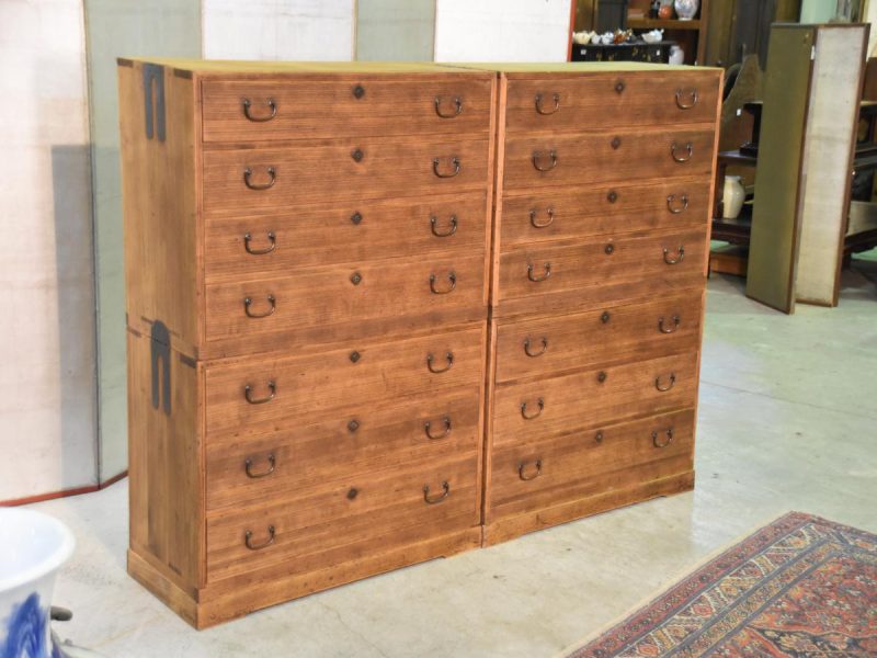 A Rare Pair of Japanese Vintage Clothing Chests (6 Sections) - Image 7