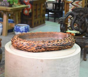 Japanese Woven Bamboo Suiban Vase
