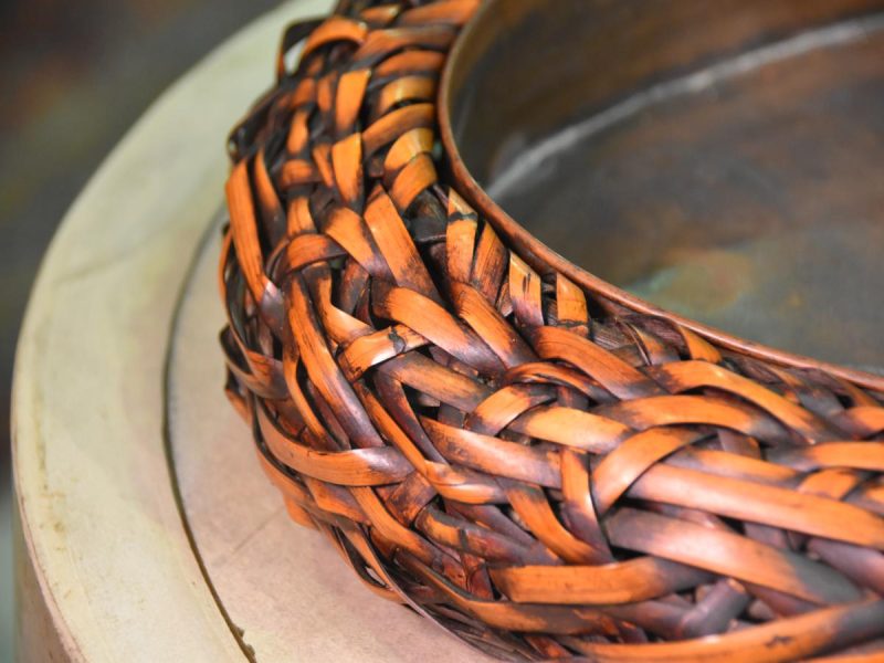 Japanese Woven Bamboo Suiban Vase - Image 10