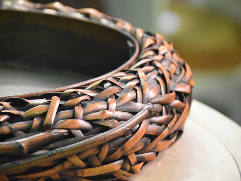 Japanese Woven Bamboo Suiban Vase - Image 7