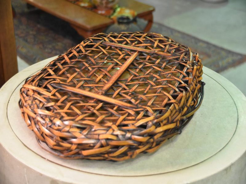 Japanese Woven Bamboo Suiban Vase - Image 5
