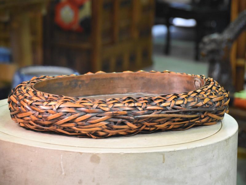 Japanese Woven Bamboo Suiban Vase - Image 3
