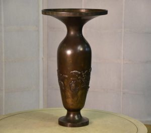 Japanese Cast Bronze Vase decorated with Turtles (Longevity)