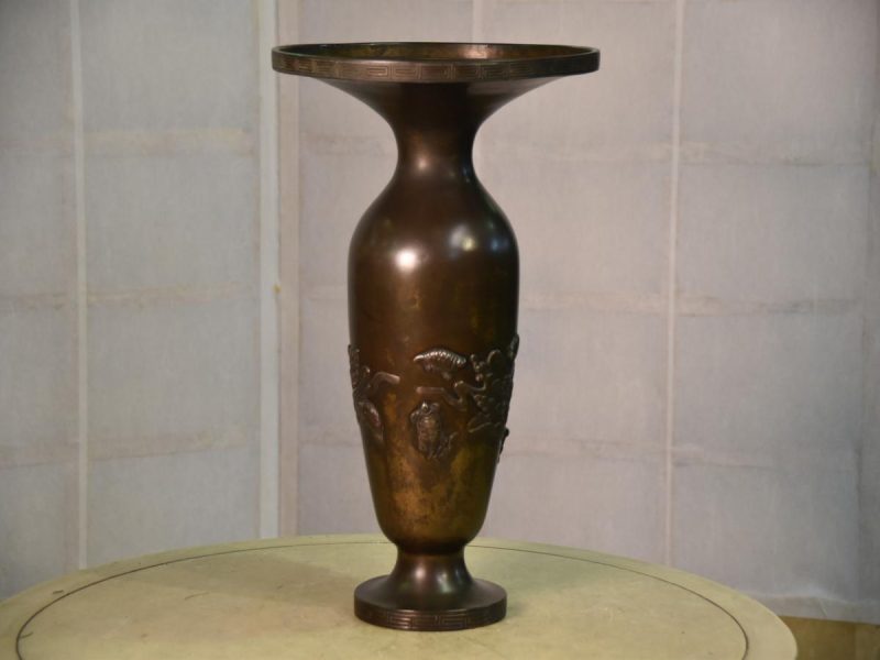 Japanese Cast Bronze Vase decorated with Turtles (Longevity)