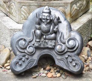 Antique japanese Roof Tile decorated with Ebisu San