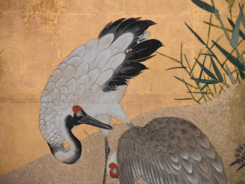 Japanese Red Crested Crane Tsuitate Screen - Image 12