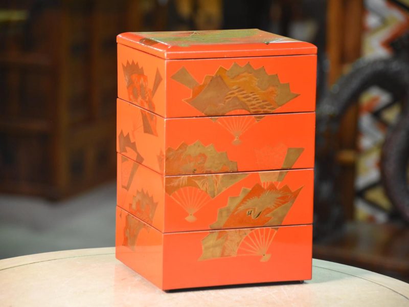 Japanese Red Lacquer Stacking Box Jubako