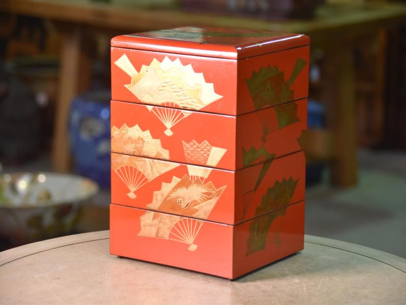 Japanese Red Lacquer Stacking Box Jubako - Image 2