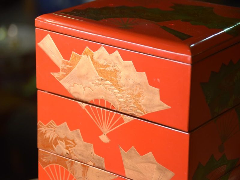 Japanese Red Lacquer Stacking Box Jubako - Image 6