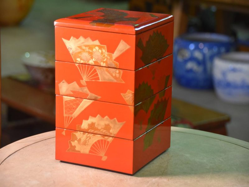 Japanese Red Lacquer Stacking Box Jubako - Image 5