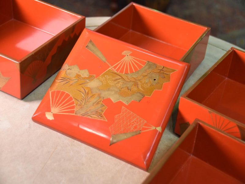 Japanese Red Lacquer Stacking Box Jubako - Image 9