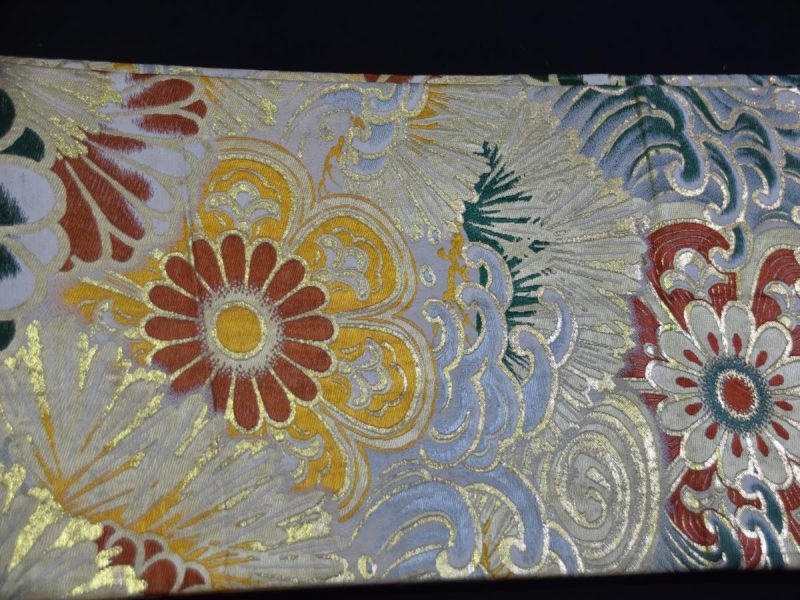 Japanese Vintage Silk Maru Obi Sash - Image 8