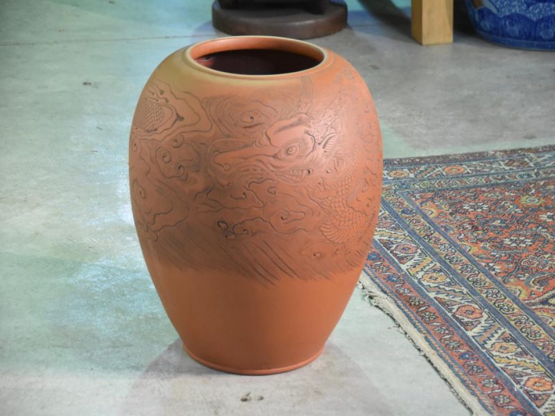 Japanese Terracotta Dragon Urn