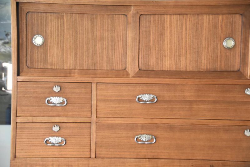 Large Solid Wood Japanese Vintage Clothing Chest (5 Sections) - Image 21