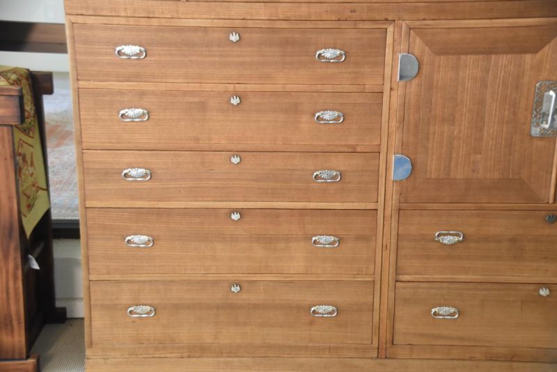 Large Solid Wood Japanese Vintage Clothing Chest (5 Sections) - Image 20