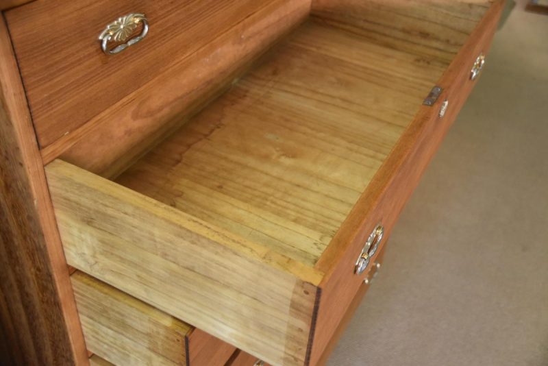 Large Solid Wood Japanese Vintage Clothing Chest (5 Sections) - Image 15