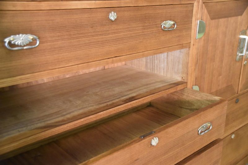 Large Solid Wood Japanese Vintage Clothing Chest (5 Sections) - Image 14