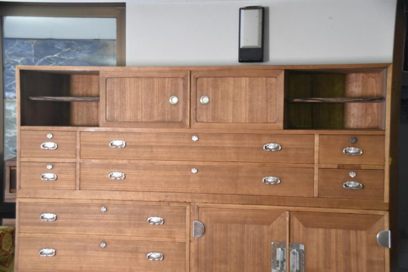 Large Solid Wood Japanese Vintage Clothing Chest (5 Sections) - Image 9