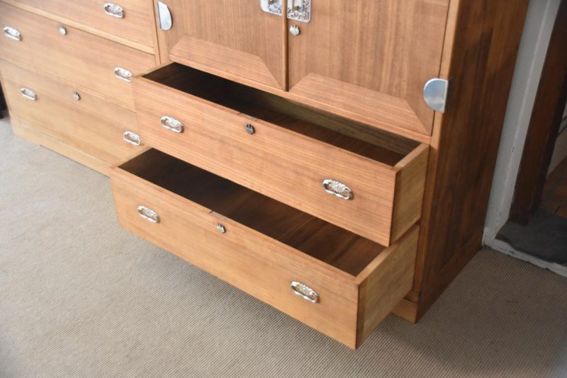Large Solid Wood Japanese Vintage Clothing Chest (5 Sections) - Image 7