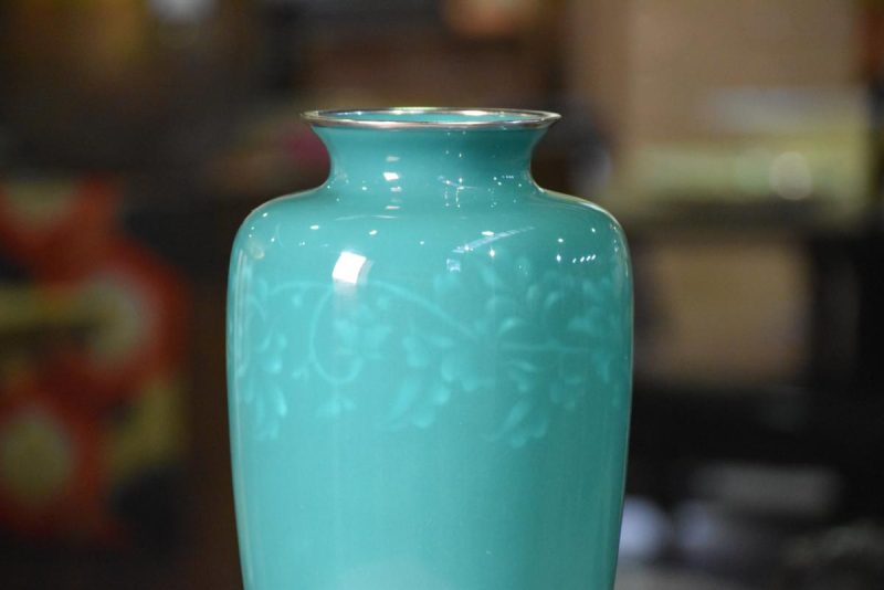 Japanese Green Cloisonne Vase - Image 9