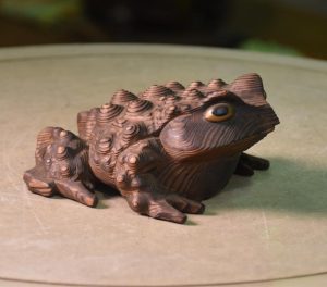 Japanese Mountain Cedar Carved Frog