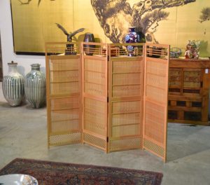 4 Panel Wooden Free Standing Japanese Screen