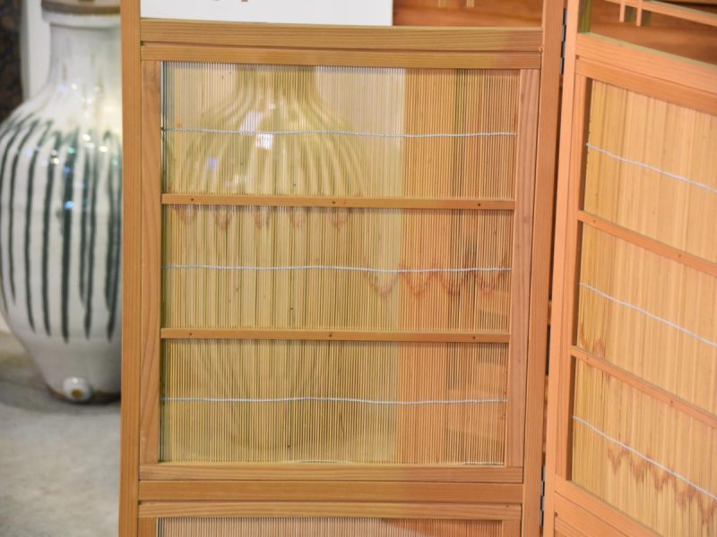 4 Panel Wooden Free Standing Japanese Screen - Image 9
