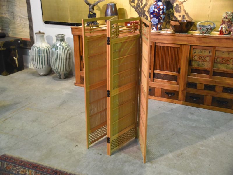 4 Panel Wooden Free Standing Japanese Screen - Image 6