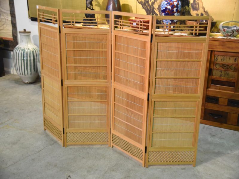 4 Panel Wooden Free Standing Japanese Screen - Image 5