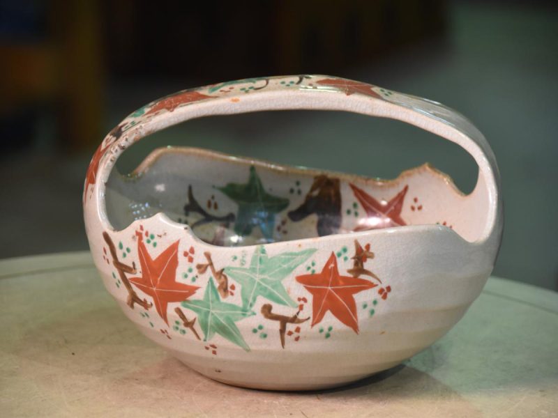 Kyoyaki Pottery Bowl with Handle - Image 2