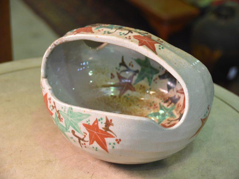 Kyoyaki Pottery Bowl with Handle - Image 12