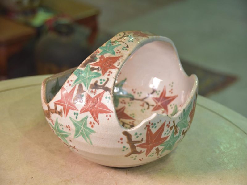 Kyoyaki Pottery Bowl with Handle - Image 11