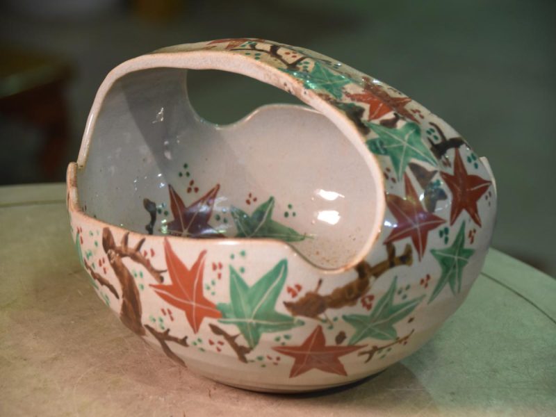 Kyoyaki Pottery Bowl with Handle - Image 10
