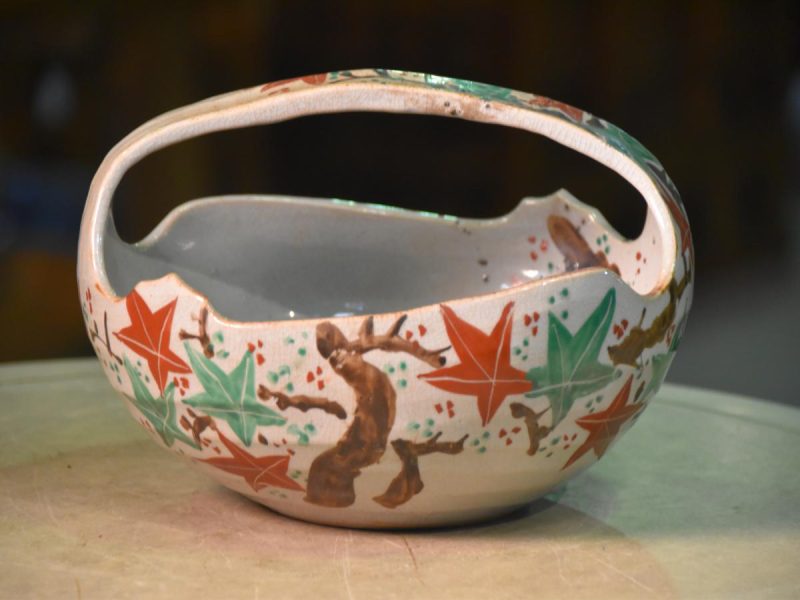 Kyoyaki Pottery Bowl with Handle - Image 9