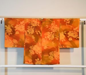 Japanese Orange Floral Vintage Haori Jacket
