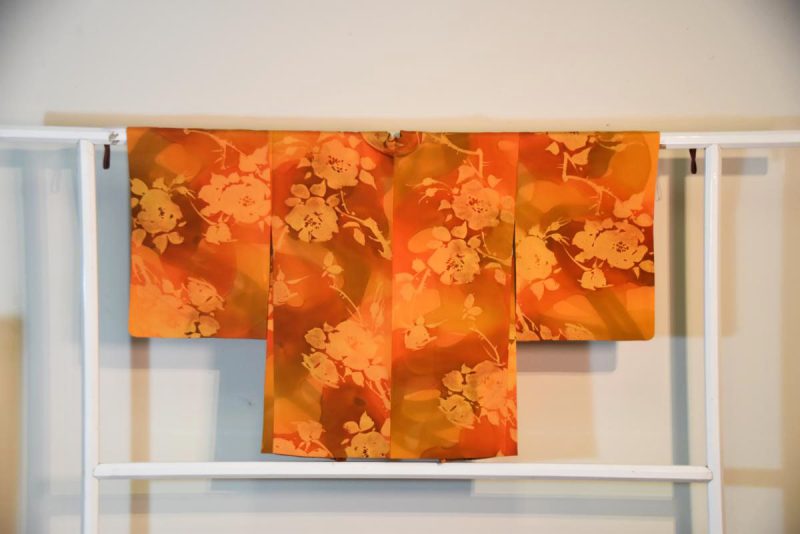 Japanese Orange Floral Vintage Haori Jacket
