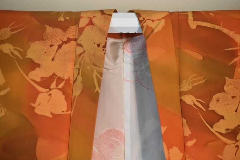 Japanese Orange Floral Vintage Haori Jacket - Image 6